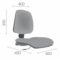 Chaise d'atelier en tissu AT3X avec repose-pieds intégré