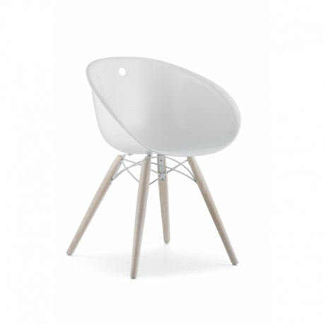 Gliss 904 Pedrali - Chaise d'intérieur design blanche pieds en bois