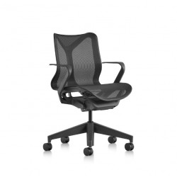 Fauteuil de bureau Cosm Herman Miller dossier bas - Graphite - Accoudoirs fixes