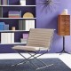 Chaise lounge Sled Herman Miller - chrome satiné - cuir khaki 2112