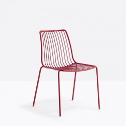 Nolita 3651 Pedrali - Chaise de terrasse 4 pieds en acier avec dossier haut